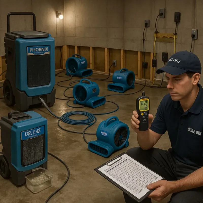 Structural Drying and Dehumidification process in Hutto, TX